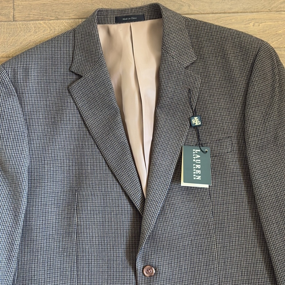 LRL Sport Coat Brown Wool Plaid Men’s 44R